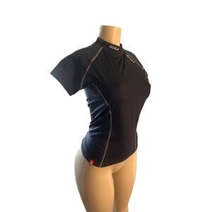 Women L 2XU Black Short Slv Tee Shirt Top 50D/CK Power Compression Sports Gym